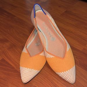 EUC Rothys The Point Orange Sherbert Striped Flats Size 9.5.